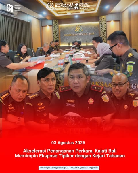 Akselerasi Penanganan Perkara, Kajati Bali Memimpin Ekspose Tipikor dengan Kejari Tabanan