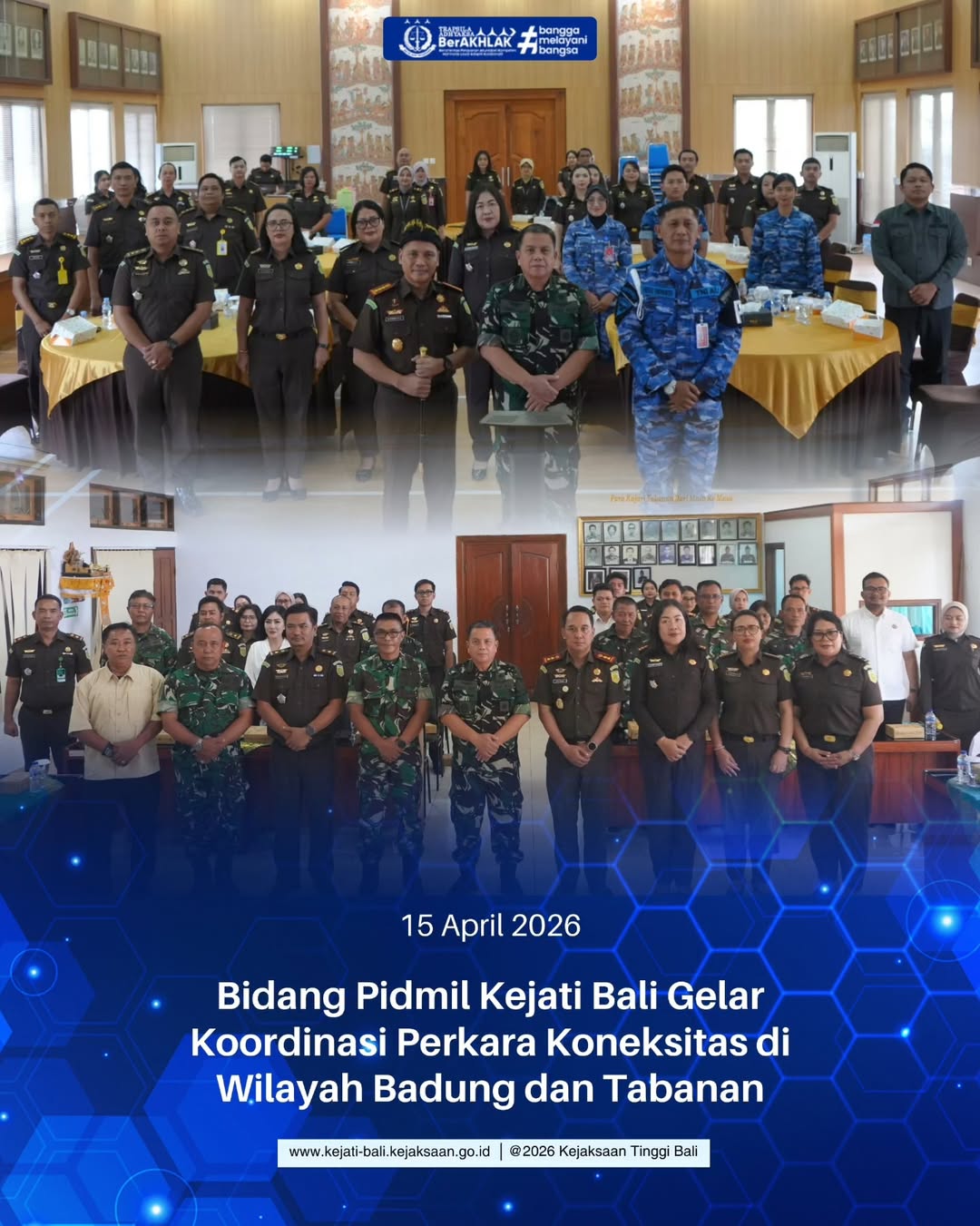 Bidang Pidmil Kejati Bali Gelar Koordinasi Perkara Koneksitas di Wilayah Badung dan Tabanan