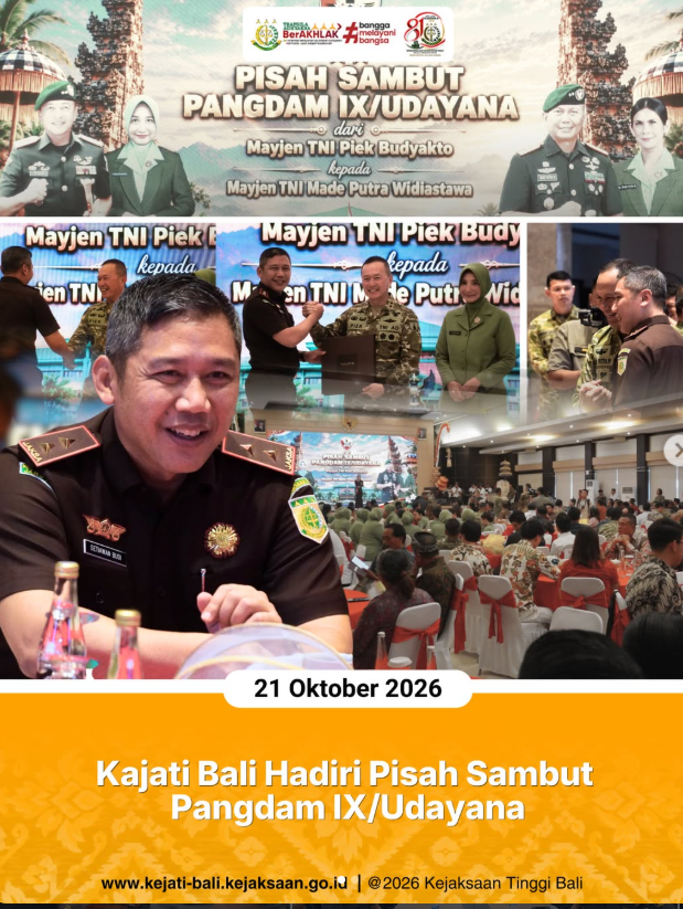 Kajati Bali Hadiri Pisah Sambut Pangdam IX/Udayana