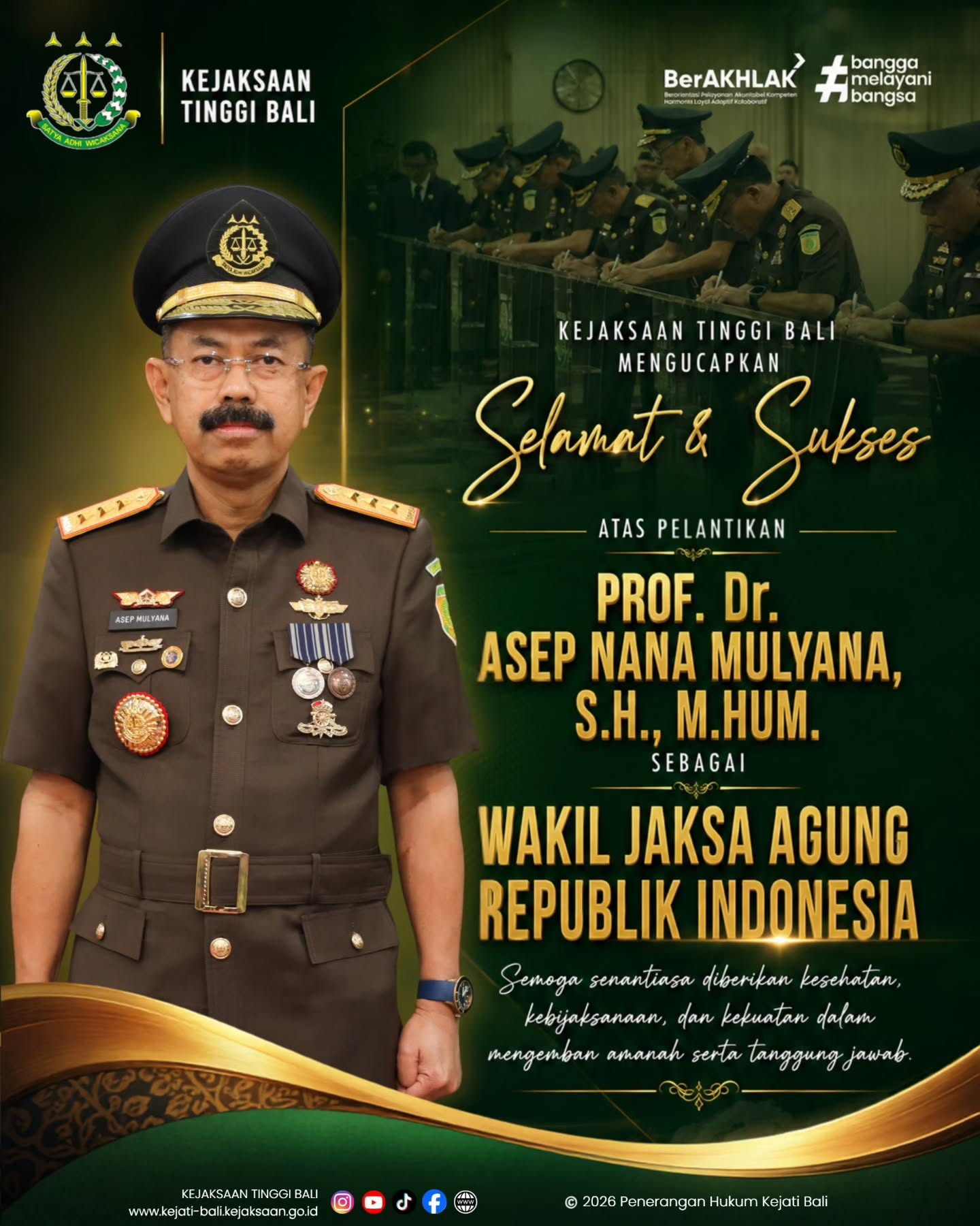 Keluarga Besar Kejaksaan Tinggi Bali Mengucapkan Selamat dan Sukses atas Pelantikan