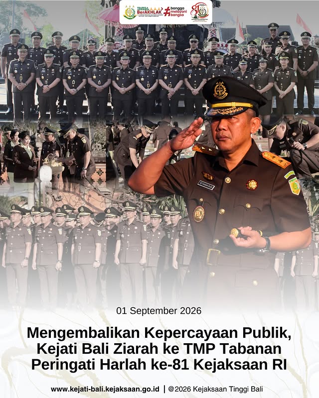 Mengembalikan Kepercayaan Publik, Kejati Bali Ziarah ke TMP Tabanan Peringati Harlah ke-81 Kejaksaan RI