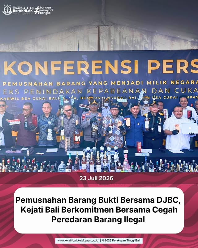 Pemusnahan Barang Bukti Bersama DJBC, Kejati Bali Berkomitmen Bersama Cegah Peredaran Barang Ilegal