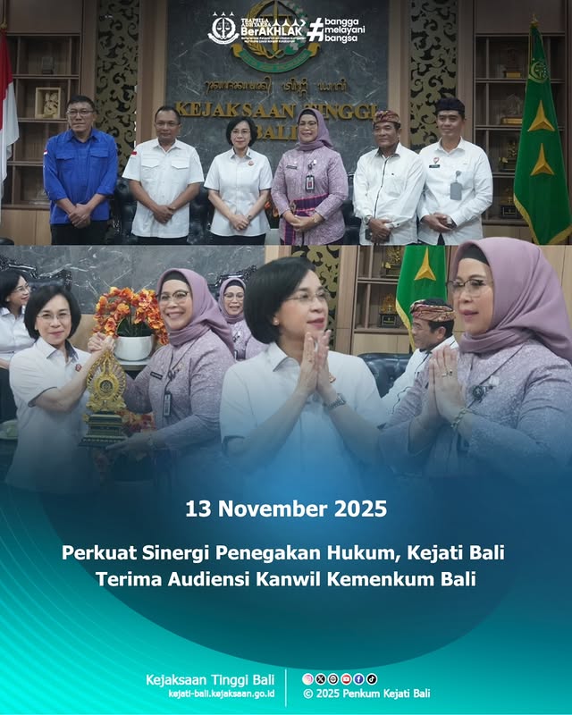Perkuat Sinergitas Penegakkan Hukum, Kejati Bali Terima Audiensi Kanwil Kemenkum Bali