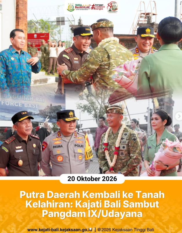 Putra Daerah Kembali ke Tanah Kelahiran: Kajati Bali Sambut Pangdam IX/Udayana