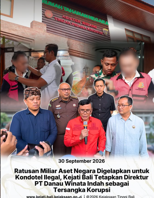 Ratusan Miliar Aset Negara Digelapkan untuk Kondotel Ilegal, Kejati Bali Tetapkan Direktur PT Danau Winata Indah sebagai Tersangka Korupsi